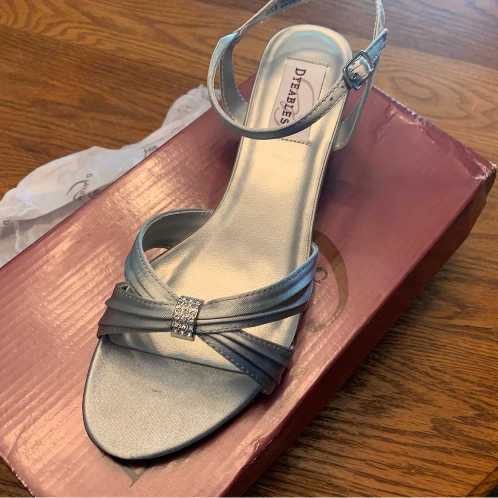 Silver dye able sandals size 9N